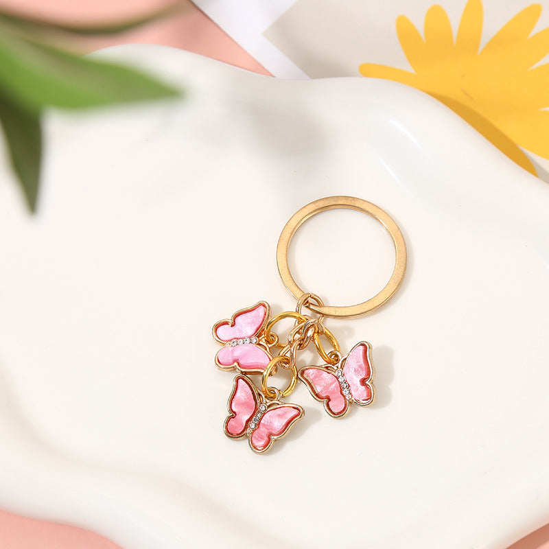 Wholesale Drip Oil Hot Selling Colored Diamond Acrylic Butterfly Keychain